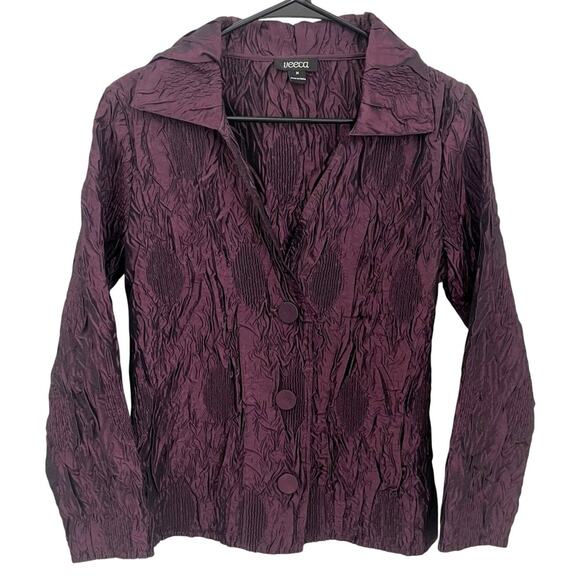 Y2K Purple Crinkle Textured Blazer Jacket Fairycore Cottagecore Festival Rave M - Picture 1 of 8